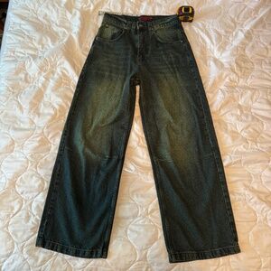 Jaded London Green/Blue Collosus Jeans